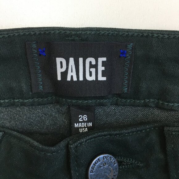 PAIGE Premium Midnight Green Wash 5 Pocket Verdugo Ultra Skinny Slim Fit Jeans - Picture 2 of 12